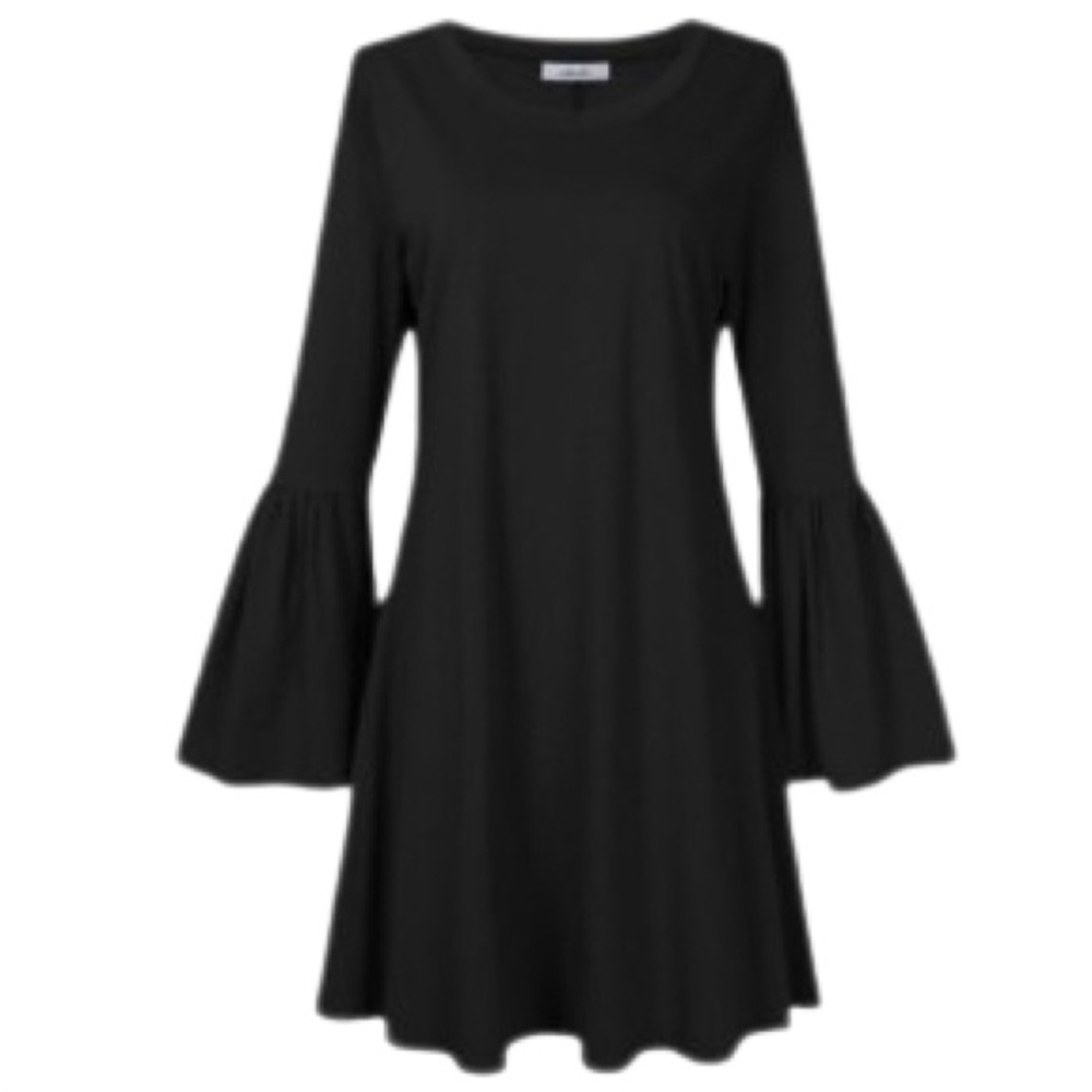 Miss Qee Long Bell Sleeve Flowy Dress